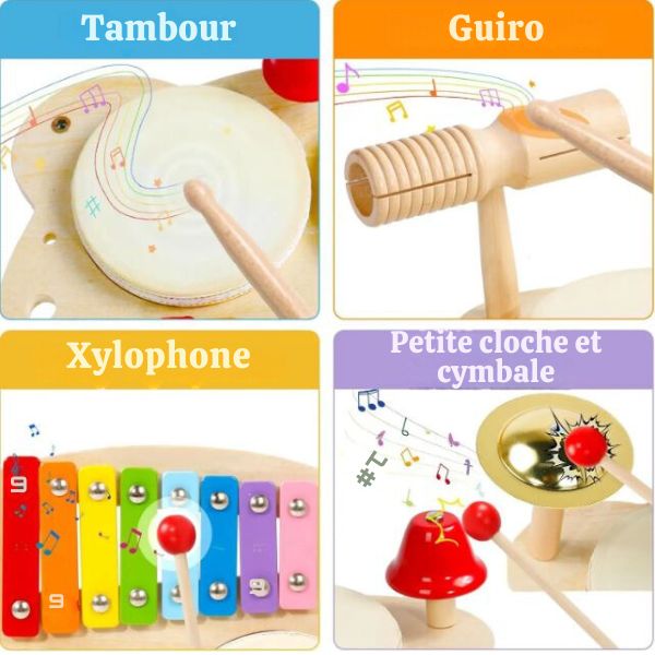 Kit Complet d'Instruments de Musique Éducatifs (Bois)