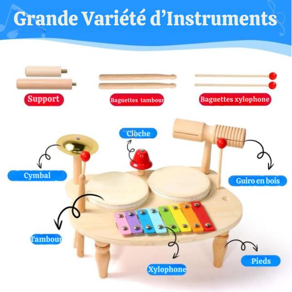 Kit Complet d'Instruments de Musique Éducatifs (Bois)